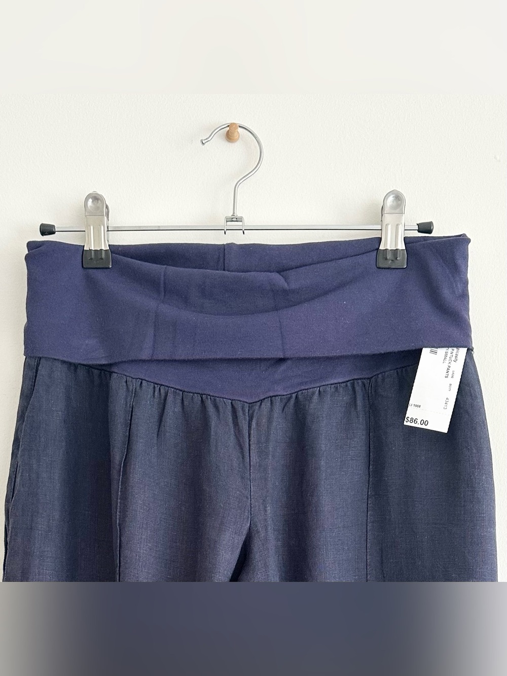 New w Tags! FRESH LAUNDRY Navy Wide-Leg Linen Pintuck Pants Size S - Picture 3 of 5